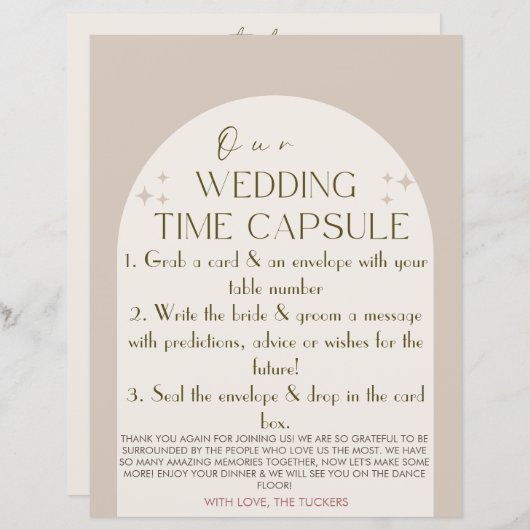 Carte personnalisée mariage Time Capsule (Devant / Derrière)