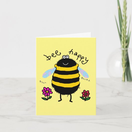 Carte personnalisée mignonne Bee Happy (Devant)