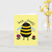 Carte personnalisée mignonne Bee Happy (Fleur jaune)