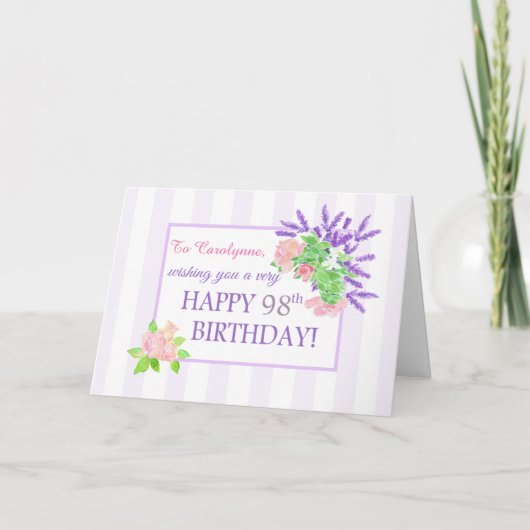Carte personnalisée Nom et âge Anniversaire Fleurs (Devant)