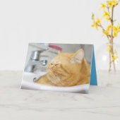 Carte personnalisée Orange Kitty Cat Cute (Fleur jaune)