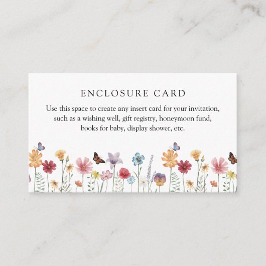 Carte personnalisée papillon et fleur sauvage (Devant)