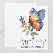 Carte personnalisée Papillon pour la fête des mère (Devant / Derrière)