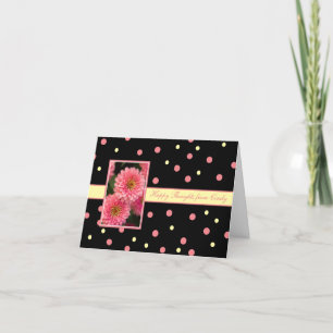 Carte personnalisée par fleurs roses heureuses de