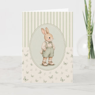 Carte personnalisée Pastel Vintage Bunny Boy