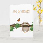 Carte personnalisée "pendre dedans" bébé paresse (Fleur jaune)