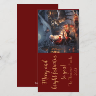 Carte personnalisée Père Noël vintage et Reindeer