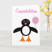 Carte personnalisée pour bébé rose mignonne fille (Fleur jaune)