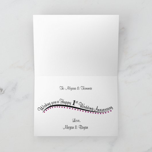 Carte personnalisée pour le 1er anniversaire de ma (Intérieur)