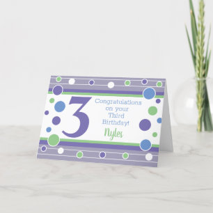 Carte personnalisée pour le troisième anniversaire