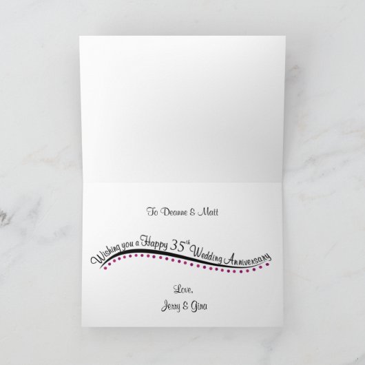 Carte personnalisée pour les 35 ans de mariage (Intérieur)