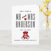 Carte personnalisée pour les 40 ans de mariage RUB (Fleur jaune)