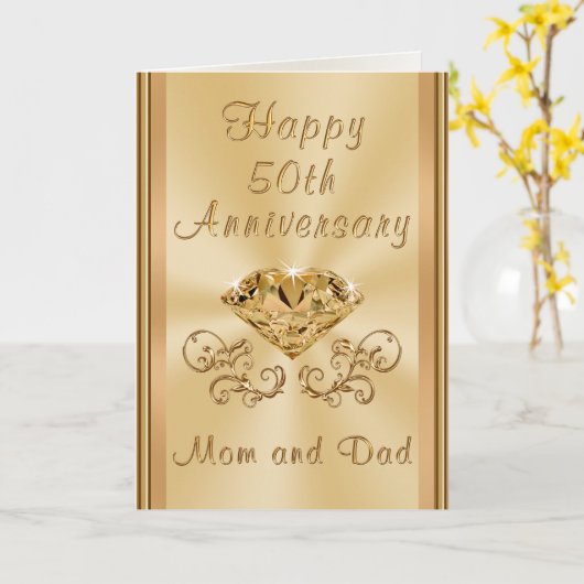 Carte personnalisée pour les 50 ans de mariage de (Fleur jaune)