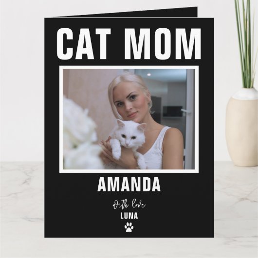 Carte personnalisée pour maman de chat avec photo (Devant)