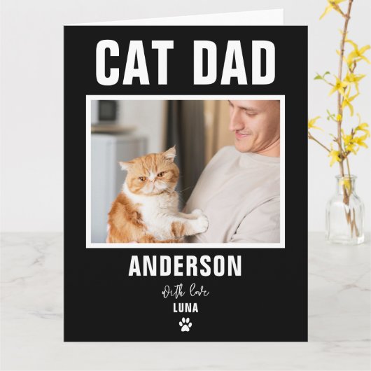 Carte personnalisée pour papa chat avec photo (Fleur jaune)