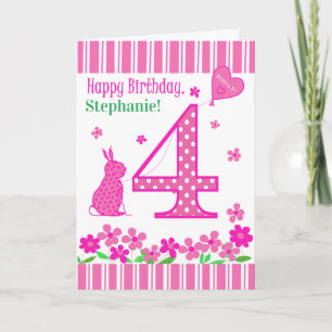 Carte personnalisée pour un 4ème anniversaire avec