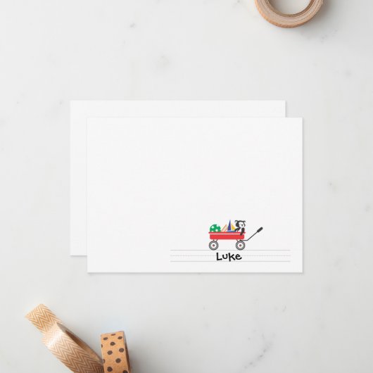 Carte personnalisée Red Wagon Flat Note (Devant/Arrière en situation)