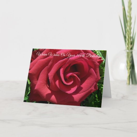 Carte personnalisée Rose rouge 100e anniversaire (Devant)