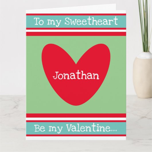 Carte personnalisée Saint-Valentin cœur d'amour (Devant)