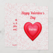 Carte personnalisée Saint-Valentin Cœurs Rouges Fa (Devant / Derrière)