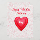 Carte personnalisée Saint-Valentin Fancy Rouge Coe (Devant / Derrière)