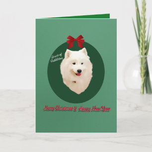 Carte personnalisée Samoyed Christmas Holiday