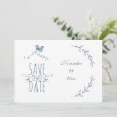 Carte personnalisée 'Save the Date' avec lauriers (Debout devant)
