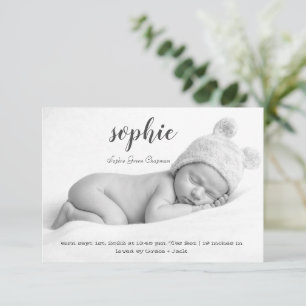 Carte personnalisée simple Photo Baby Faire-part d