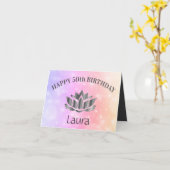 Carte personnalisée Sparkly 50e anniversaire (Fleur jaune)