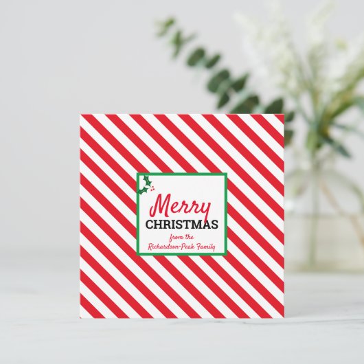 Carte personnalisée Sucre de canne de Noël (Debout devant)