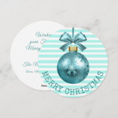Carte personnalisée turquoise Joyeux Noël (Devant / Derrière)