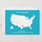 Carte personnalisée USA Turquoise "I've Moved" Fai (Devant)