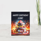 Carte Personnaliser Age Firefighter Anniversaire Cake ai (Devant)