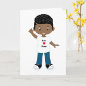 Carte Personnaliser Blank  Garçon Noir (Fleur jaune)