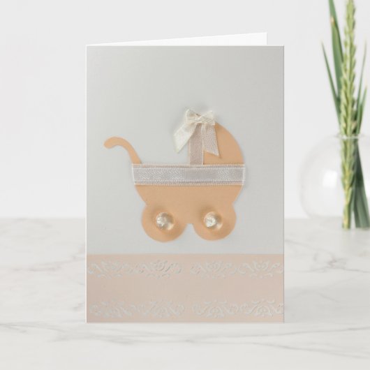 Carte Personnaliser Bright peach couleur bébé chariot (Devant)