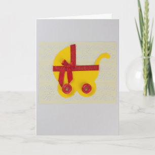 Carte Personnaliser brillante poussette jaune et rouge