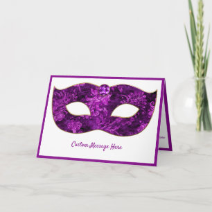 Carte Personnaliser de masque violet Mardi Gras Elegant