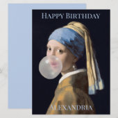 Carte Personnaliser Fille avec perle oreille soufflante (Devant / Derrière)