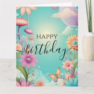 Carte Personnaliser : Fleurs & Papillons Joyeux Annivers