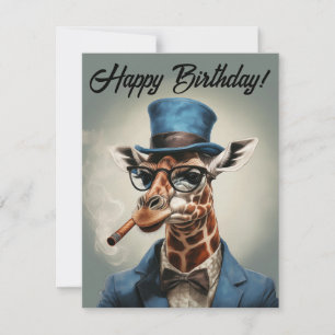 Carte Personnaliser Giraffe en haut chapeau Joyeux anniv