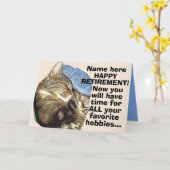Carte Personnaliser la retraite de chats amusants (Fleur jaune)