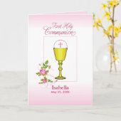 Carte Personnaliser le nom de la fille Pink First Holy C (Fleur jaune)