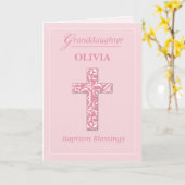 Carte Personnaliser le nom de la petite-fille Baptême fi (Fleur jaune)