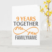 Carte Personnaliser M. et Mme 9e anniversaire (Fleur jaune)