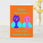 Carte Personnaliser mignonne de couples de hibou de (Fleur jaune)