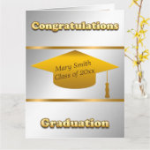 Carte Personnaliser moderne simple Gold Silver (Fleur jaune)