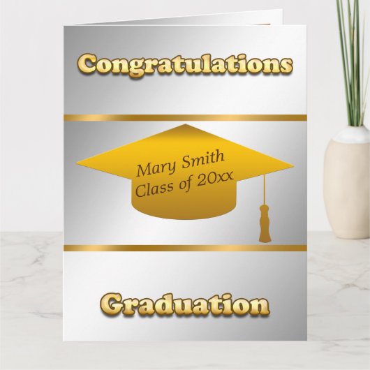Carte Personnaliser moderne simple Gold Silver (Devant)