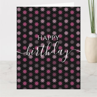 Carte Personnaliser : motif étoiles roses Joyeux Anniver