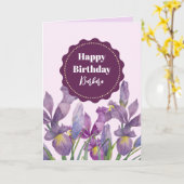 Carte Personnaliser N'importe quel nom sur Birthday Purp (Fleur jaune)