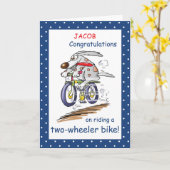 Carte Personnaliser Nom Félicitations Vélo équitation, F (Fleur jaune)